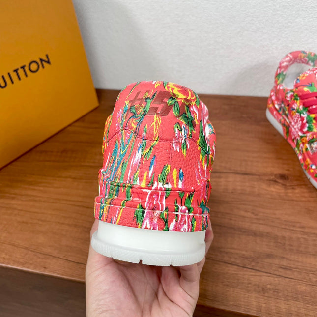 LV TRAINER RED PATTERN MONOGRAM CALFSKIN