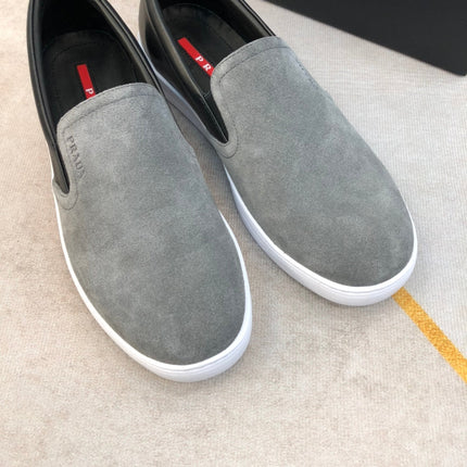 PRA LOAFER IN GREY SUEDE AND BLACK CALFSKIN