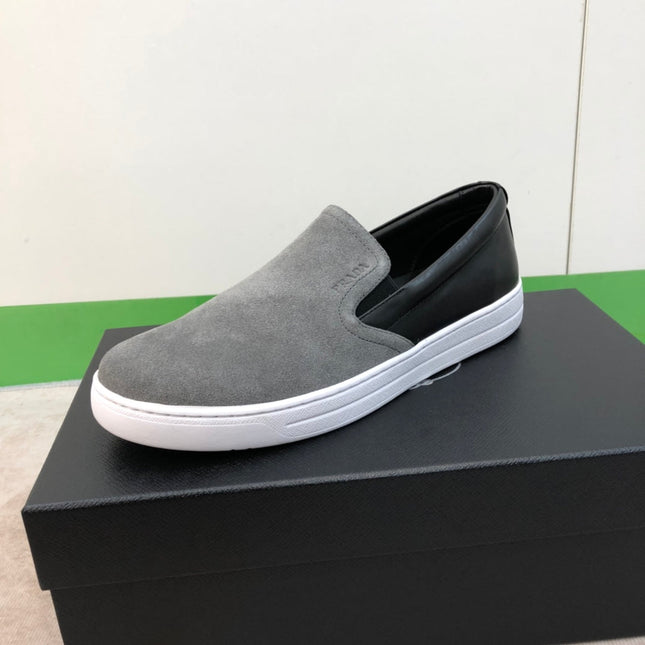 PRA LOAFER IN GREY SUEDE AND BLACK CALFSKIN