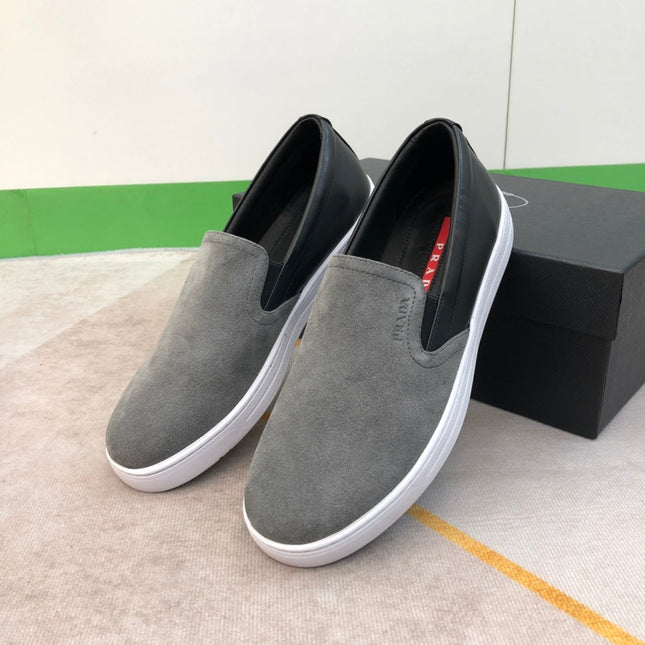 PRA LOAFER IN GREY SUEDE AND BLACK CALFSKIN