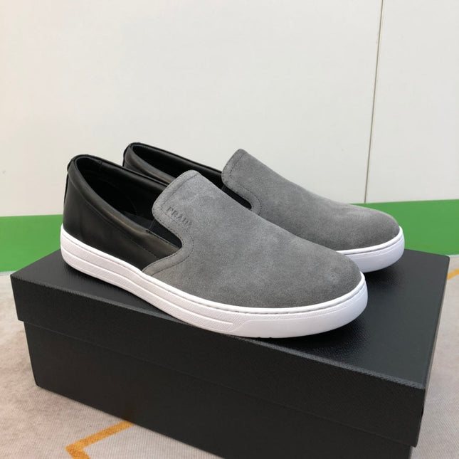 PRA LOAFER IN GREY SUEDE AND BLACK CALFSKIN