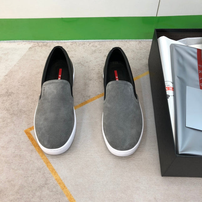 PRA LOAFER IN GREY SUEDE AND BLACK CALFSKIN