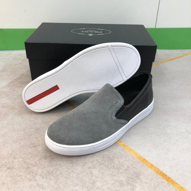 PRA LOAFER IN GREY SUEDE AND BLACK CALFSKIN