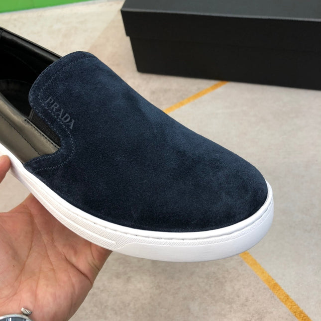 PRA LOAFER IN MIDNIGHT BLUE SUEDE AND BLACK CALFSKIN