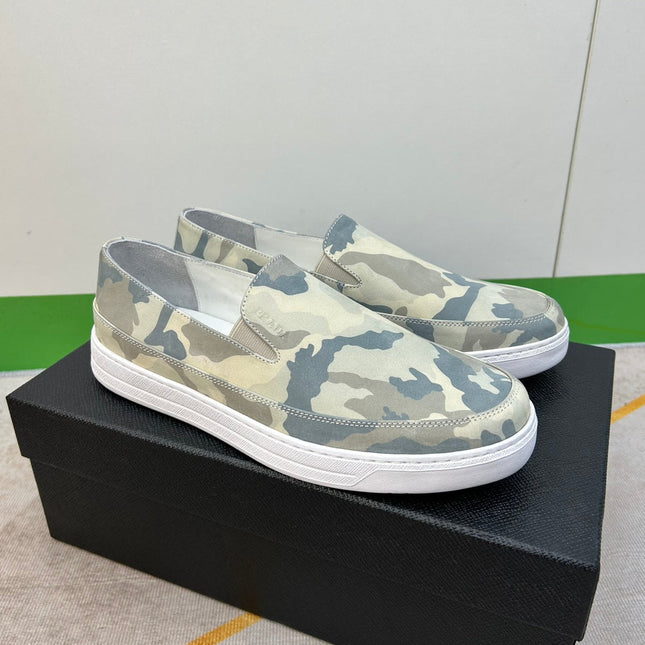 PRA LOAFER IN CAMO PATTERN LIGHT GREEN SUEDE