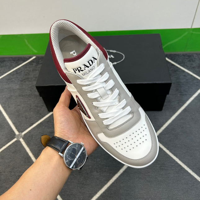 PRA DOWNTOWN WHITE MIX GREY AND RED LEATHER SNEAKER