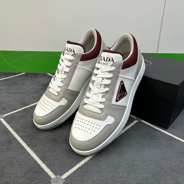PRA DOWNTOWN WHITE MIX GREY AND RED LEATHER SNEAKER