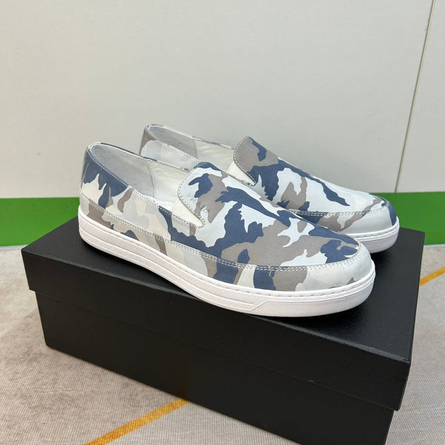 PRA LOAFER IN CAMO PATTERN LIGHT BLUE SUEDE