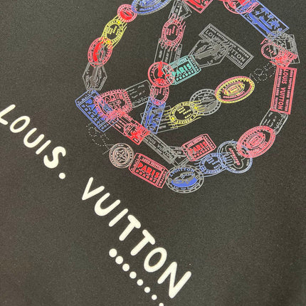 LV T-SHIRT IN BLACK PURE COTTON COLORFUL LOGO 238924