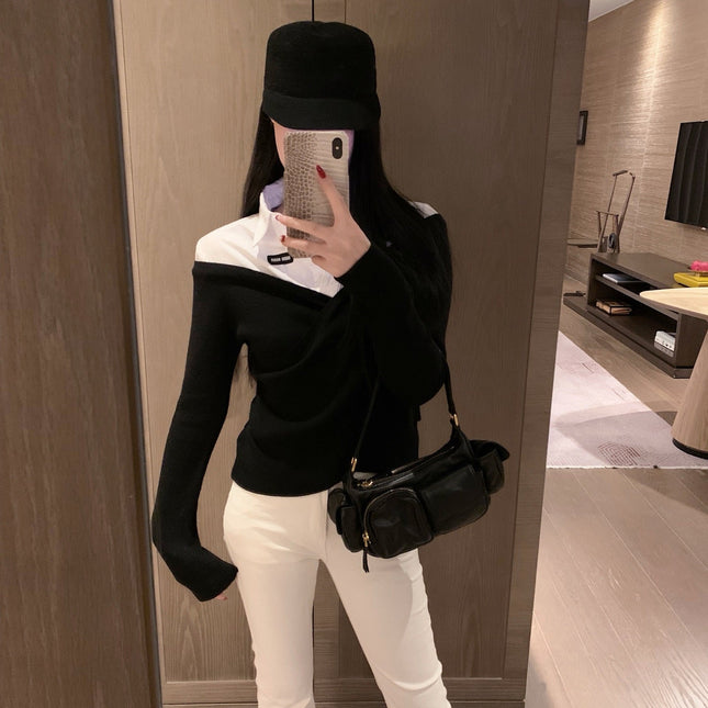 MIUMIU TWO-PIECE COLLARED KNIT SET STYLE 446