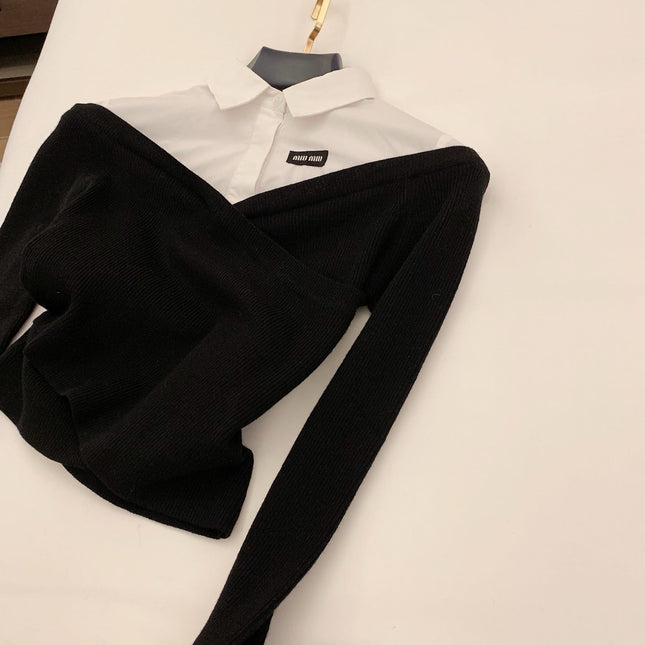 MIUMIU TWO-PIECE COLLARED KNIT SET STYLE 446