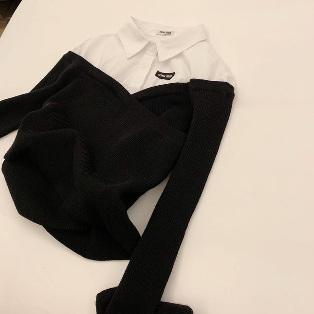 MIUMIU TWO-PIECE COLLARED KNIT SET STYLE 446