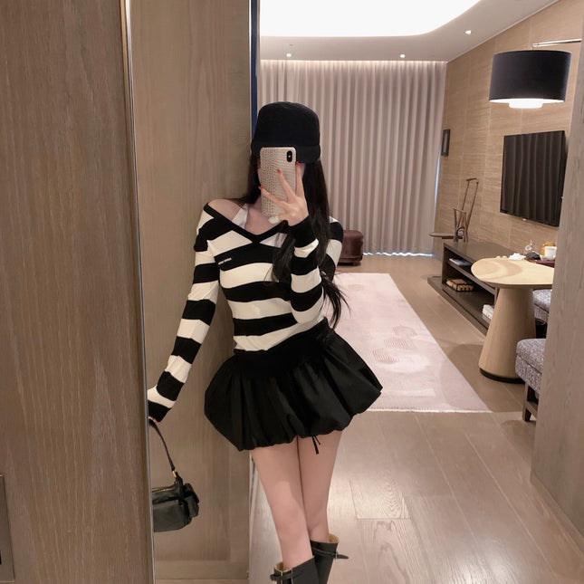 MIUMIU TOP AND SKIRT SET STYLE 444