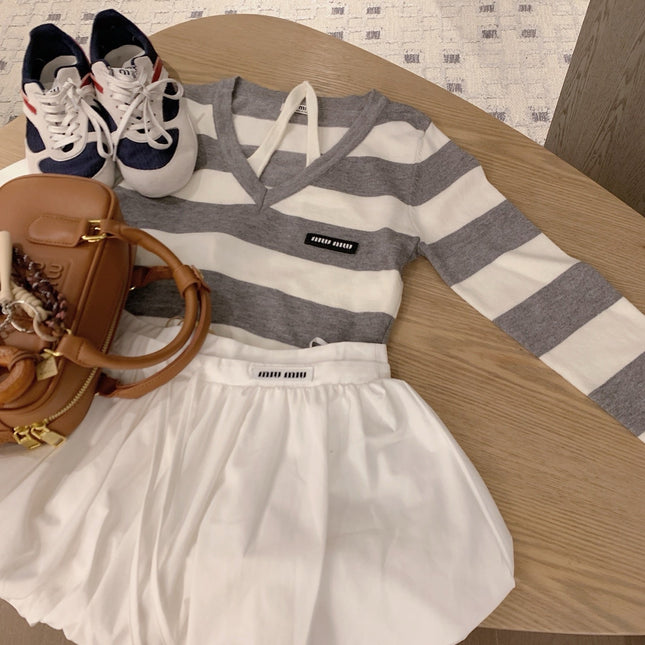 MIUMIU TOP AND SKIRT SET STYLE 443
