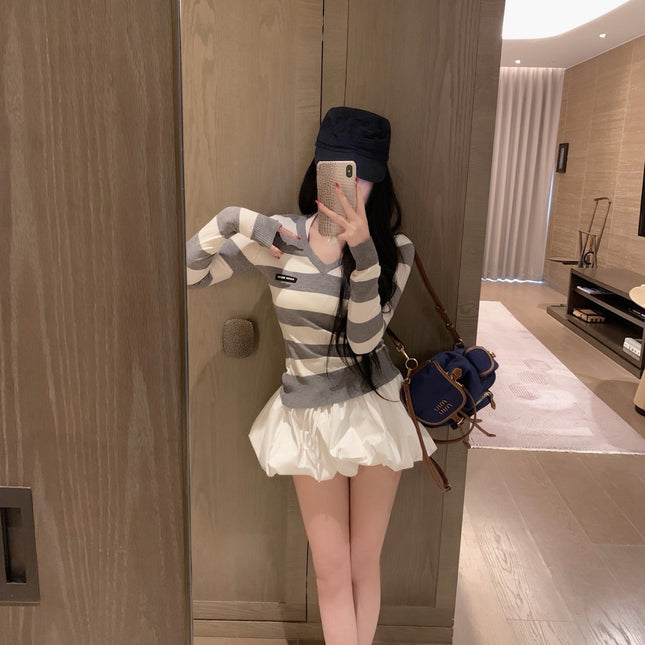 MIUMIU TOP AND SKIRT SET STYLE 443