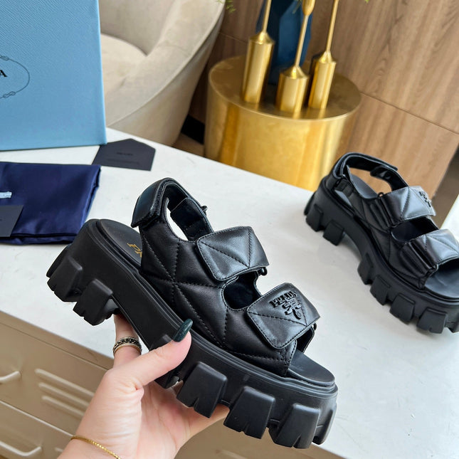 PRA MONOLITH NAPPA SANDALS BLACK LAMBSKIN