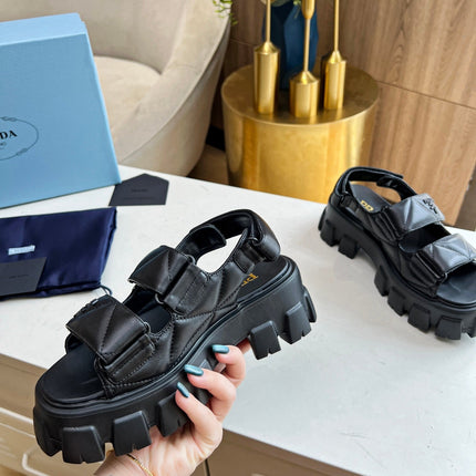 PRA MONOLITH NAPPA SANDALS BLACK LAMBSKIN