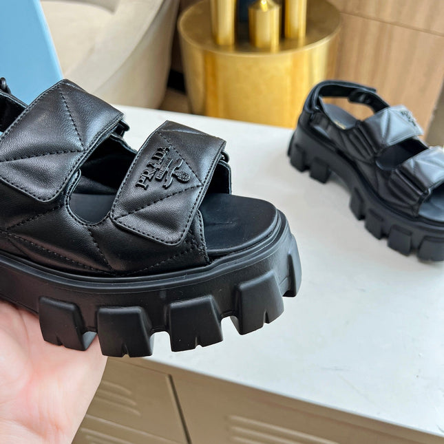 PRA MONOLITH NAPPA SANDALS BLACK LAMBSKIN