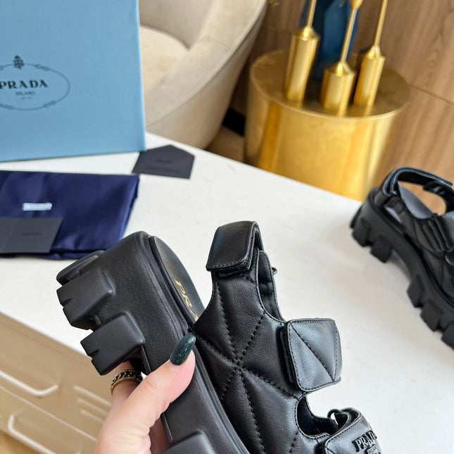 PRA MONOLITH NAPPA SANDALS BLACK LAMBSKIN