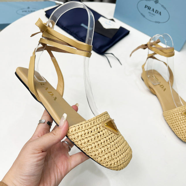 CROCHET SANDALS IN EGG NOG BEIGE FABRIC