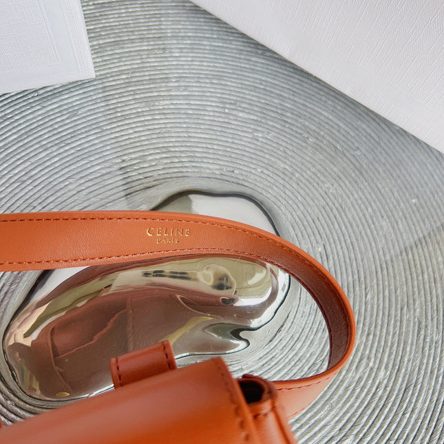 CL BELT BAG TRIOMPHE 25 MM BELT TRIOMPHE ORANGE CALFSKIN GOLD HARDWARE