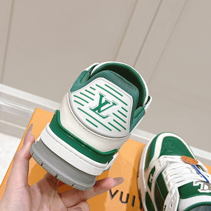 LV TRAINER SNEAKER IN BORNEO GREEN GRAINED CALFSKIN