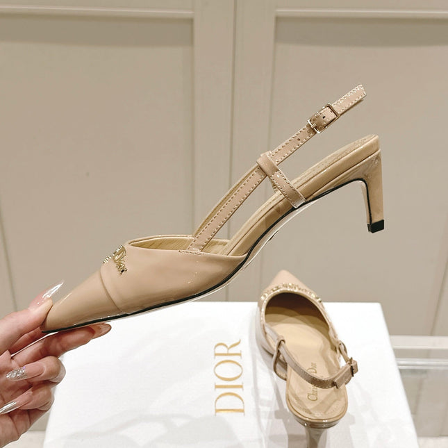 MY DD 25S SLINGBACK PUMP 50MM IN BEIGE GLOSSY CALFSKIN