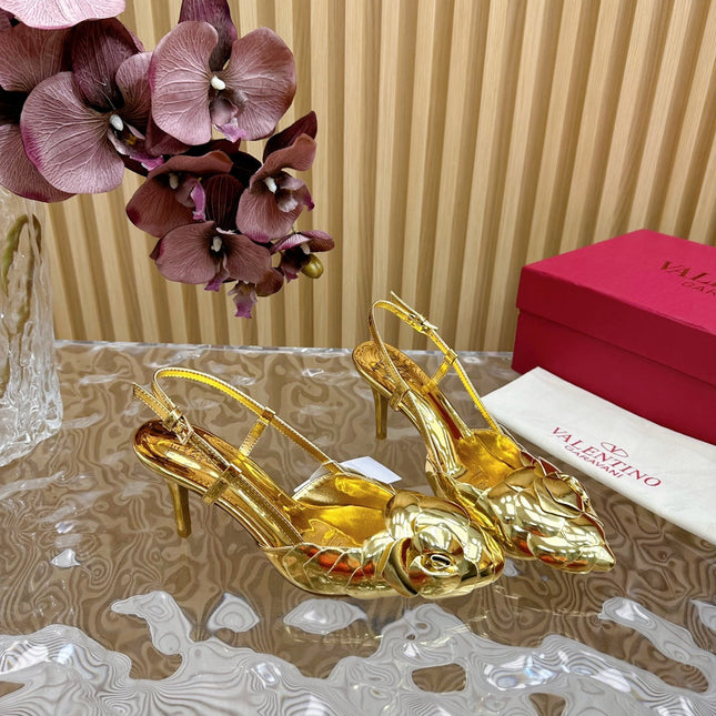 ATELIER SLINGBACK HEELS 75 MM IN GOLD METALLIC CALFSKIN