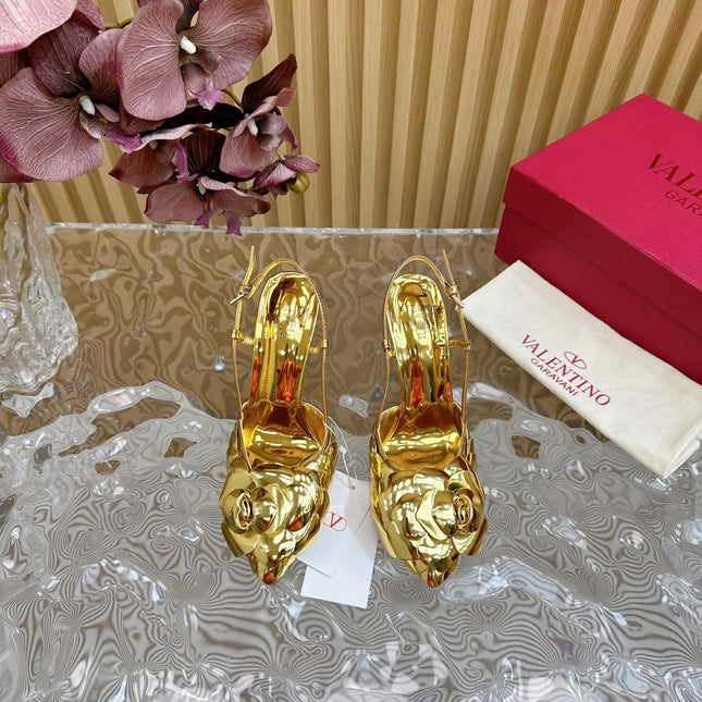 ATELIER SLINGBACK HEELS 95 MM IN GOLD METALLIC CALFSKIN