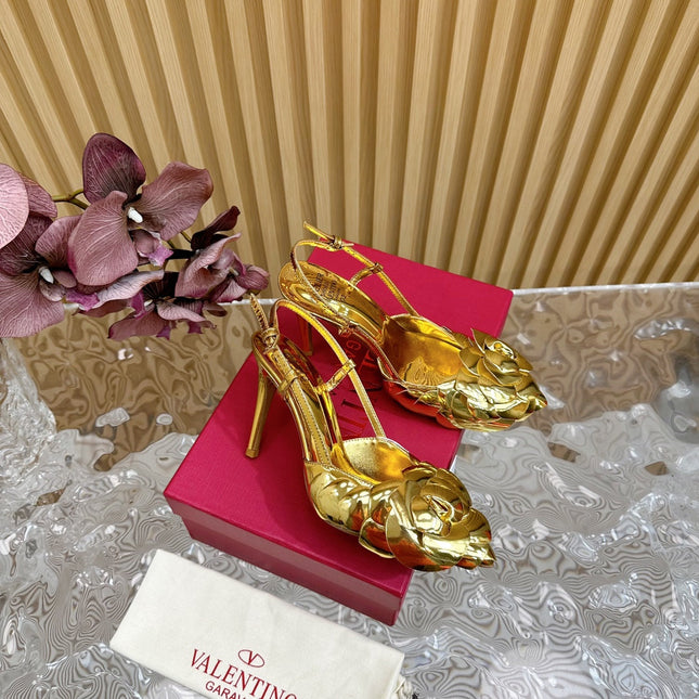 ATELIER SLINGBACK HEELS 95 MM IN GOLD METALLIC CALFSKIN