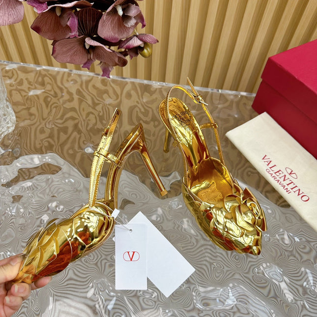 ATELIER SLINGBACK HEELS 95 MM IN GOLD METALLIC CALFSKIN