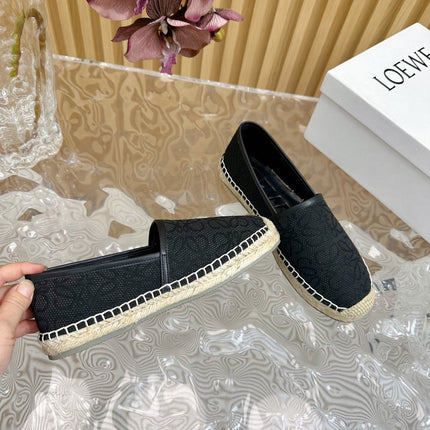 LW ANAGRAM ESPADRILLE LOAFER BLACK LINEN