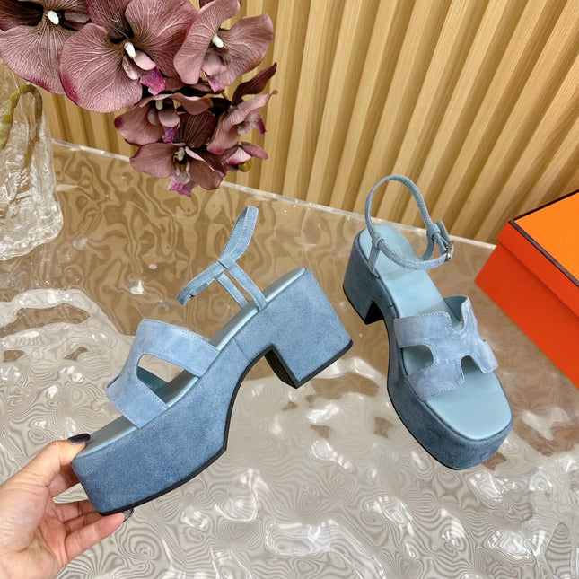 JAM 30 SANDAL IN SAPPHIRE BLUE VELVET