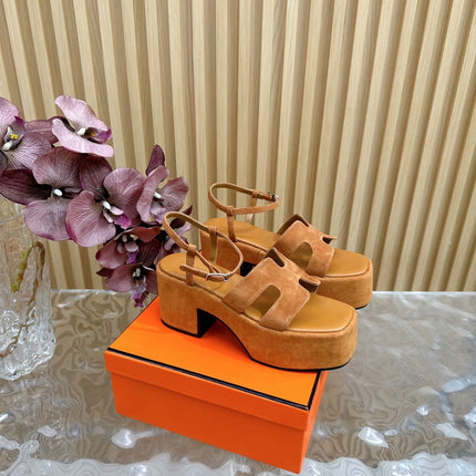 JAM 30 SANDAL IN CINNAMON BROWN VELVET