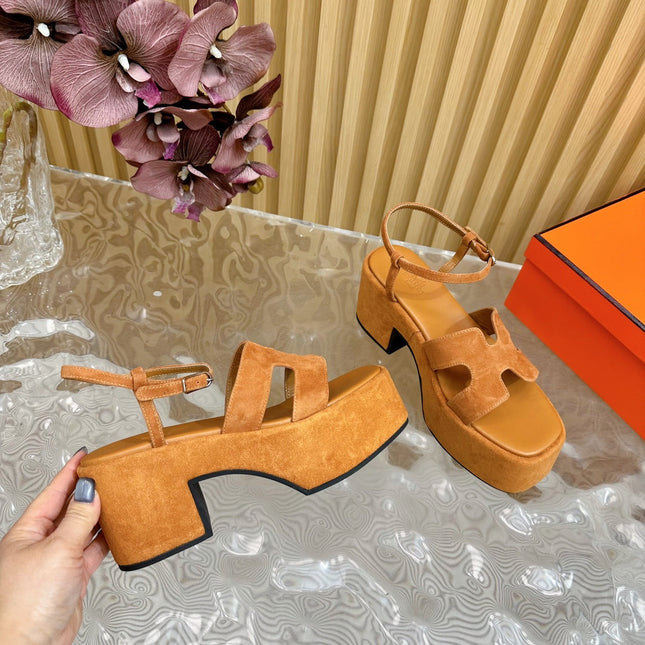 JAM 30 SANDAL IN CINNAMON BROWN VELVET