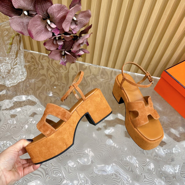 JAM 30 SANDAL IN CINNAMON BROWN VELVET