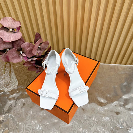 JULY SANDAL 105 MM IN WHITE CALFSKIN