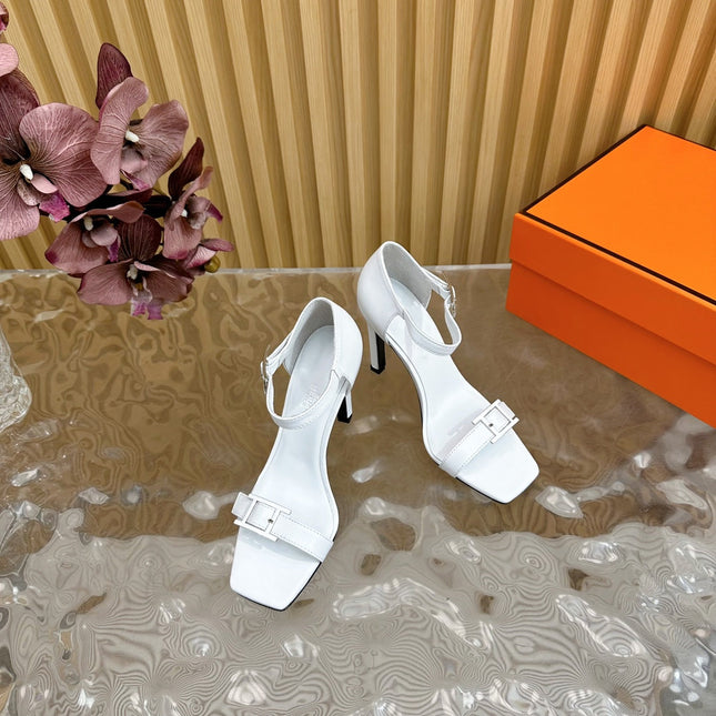 JULY SANDAL 105 MM IN WHITE CALFSKIN