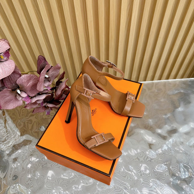 JULY SANDAL 105 MM IN BRONZE BROWN CALFSKIN