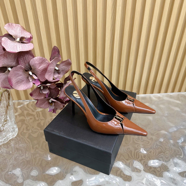 BABYLONE SLINGBACK PUMPS IN BRONZE ORANGE GLOSSY CALFSKIN