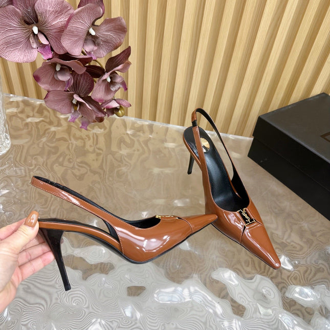 BABYLONE SLINGBACK PUMPS IN BRONZE ORANGE GLOSSY CALFSKIN