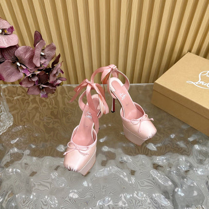 CASSIA LACE UP PLATFORM 155MM IN PINK SATIN