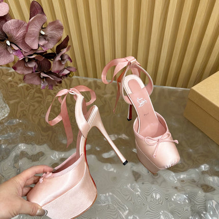 CASSIA LACE UP PLATFORM 155MM IN PINK SATIN
