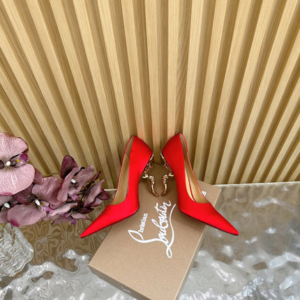 BELLAROSE KATE PUMPS 110MM IN RED CREPE SATIN