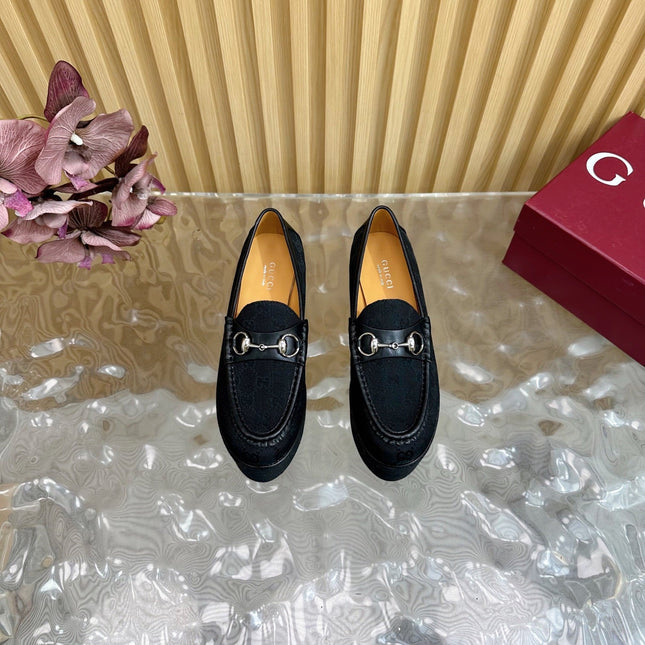 GG HIGH LOAFER IN BLACK FABRIC WITH EMBOSSED LOGO