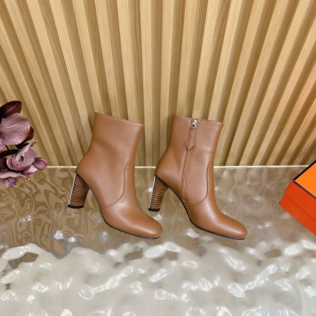 HM 25S ANKLE BOOTS 70 MM IN BROWN LAMBSKIN