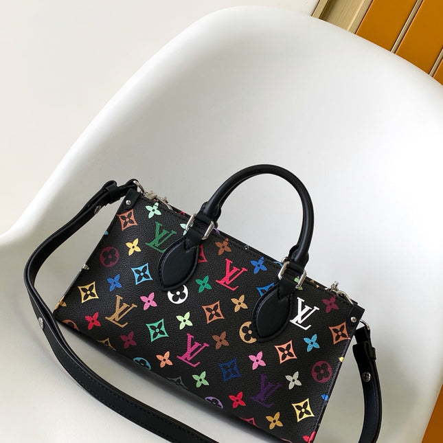 ONTHEGO EAST WEST BAG 25 IN COLORFUL MONOGRAM PATTERN CANVAS
