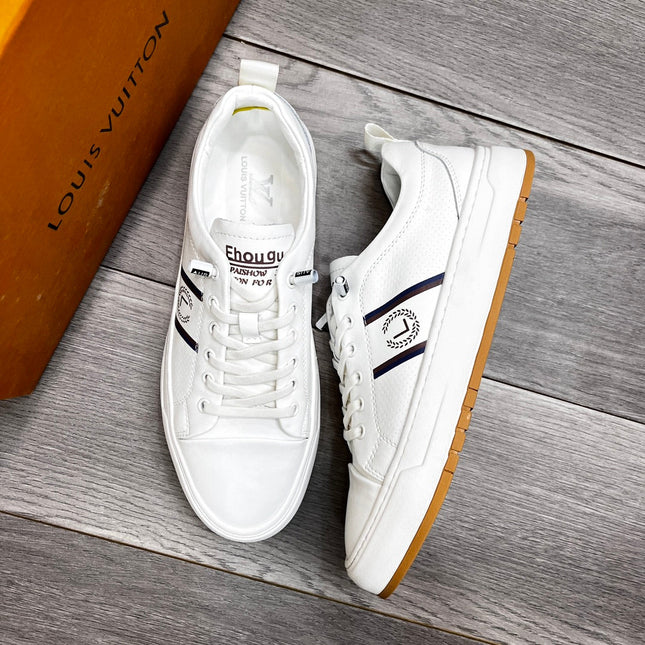 LV TRAINER WHITE AND BROWN CALFSKIN