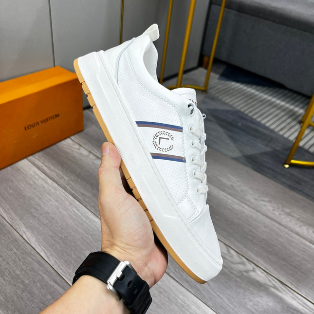 LV TRAINER WHITE AND BROWN CALFSKIN