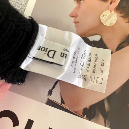 KNITTED GLOVES IN BLACK MIX WHITE WOOL 449712